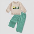 thumbnail image 2 of NOLDARES Toddler Baby Boy Clothes Set Letter Print Crew Neck Long Sleeve Sweatshirt Elastic Pants 2Pcs Fall Outfits Size:12-18 M,Beige, 2 of 7