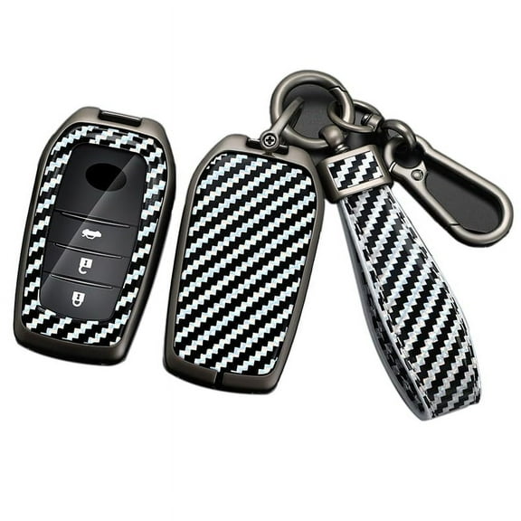 for Toyota Key Fob Cover, Carbon Fiber Texture Key Fob Case for 2025 Camry, 2021-2025 Venza, Grand Highlander Hilux, Fortuner, 2022-2025 Tundra Tacoma Remote Key