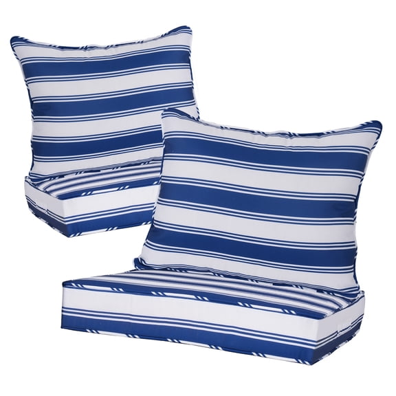 FKS LIFE Outdoor Patio Chair Cushions Set 24"x24"x4" Waterproof Fade Resistant Deep Seat for Chairs and Sofas(2 Set)