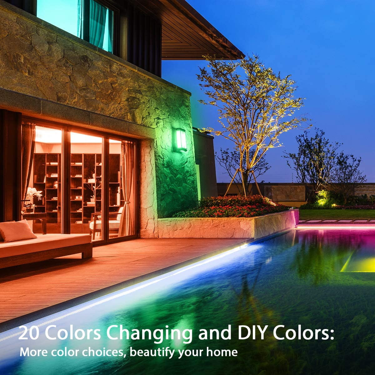 LED Strip Lights,49.2ft RGB Color Changing LED Light Strips 3528 LED Tape Lights,Waterproof for Home,Bedroom,Kitchen,Bar,Party