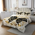 thumbnail image 2 of Manfei Pearl Print Butterfly Bedspread Sets King Size, Chic White Floral Bed Quilt, Watercolor Marble Bed Cover, Microfiber Bedroom Decoration, 3-Piece, 2 of 6