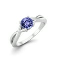 thumbnail image 2 of 0.50 Ctw Round Tanzanite Solitaire 925 Sterling Silver Split Shank Mother's Day Gift Ring, 2 of 4