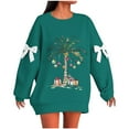 thumbnail image 2 of Neewe Bow Christmas Sweatshirt for Women Crewneck Christmas Tree Long Sleeve Shirt Xmas Holiday Party Pullover Sweater Tops, 2 of 5