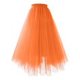 thumbnail image 2 of Women's Solid Color Tutu Skirt, High Waist A Line Midi Tulle Skirt with Elastic Waistband, Fluffy Layered Mesh Party Skirt for Prom, Wedding, Halloween and Daily Wear Orange XL, 2 of 4