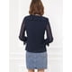thumbnail image 5 of Blusa Allegra K Gasa Transparente Lunares Cuello Con Volantes Botón Frontal Para Mujer Azul Oscuro S, 5 of 6