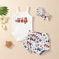 thumbnail image 3 of Douhoow Baby Girls Independence Day Set, Sleeveless Letters Romper Flower Print Shorts, 3 of 8