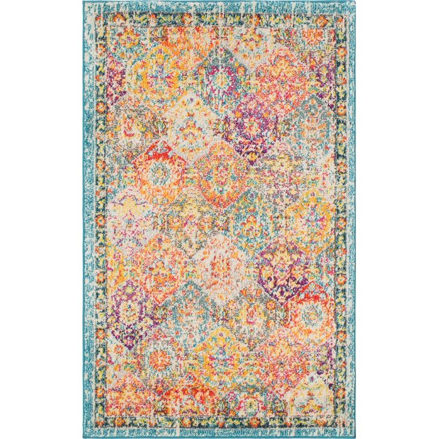 Unique Loom Penrose Collection Distressed Traditional Vintage Area Rug, 3 Feet 3 Inch x 5 Feet 3 Inch, Multi/Blue