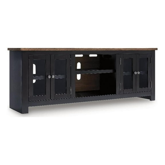 Bowery Hill Contemporary Wood Black 76" TV Stand for TVs up to 87"