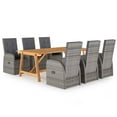thumbnail image 2 of vidaXL Garden Dining Set 7 Piece Chair Table Seating Furnitrue Black/Gray, 2 of 6