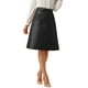 thumbnail image 4 of Falda Midi Lápiz de Cuero Sintético A-Line de Cintura Alta Vintage para Mujeres INSPIRE CHIC S Negro, 4 of 6