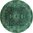 thumbnail image 1 of Ahgly Company Indoor Round Medallion Turquoise Blue Traditional Area Rugs, 4' Round, 1 of 4