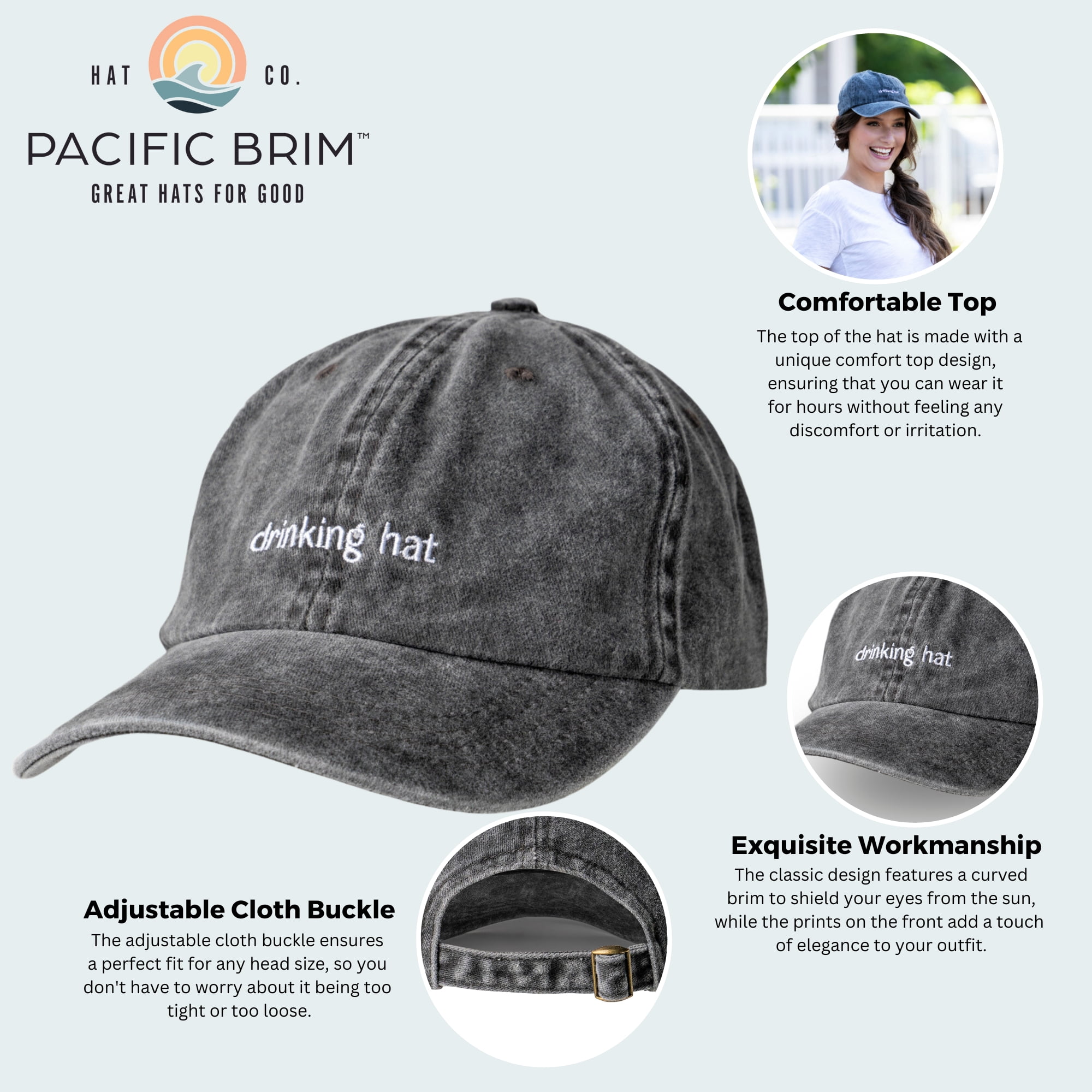 Pacific Brim Classic Baseball Cap Cotton Adjustable Dad Hat  display picture 2