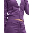 thumbnail image 5 of J. METHOD Women’s Tracksuit Set Casual 2 Piece Outfit Slim Fit Velour Velvet Zip Up Hoodie Jacket Top and Sweatpants Sweatsuit NEWTS03 Purple M, 5 of 6
