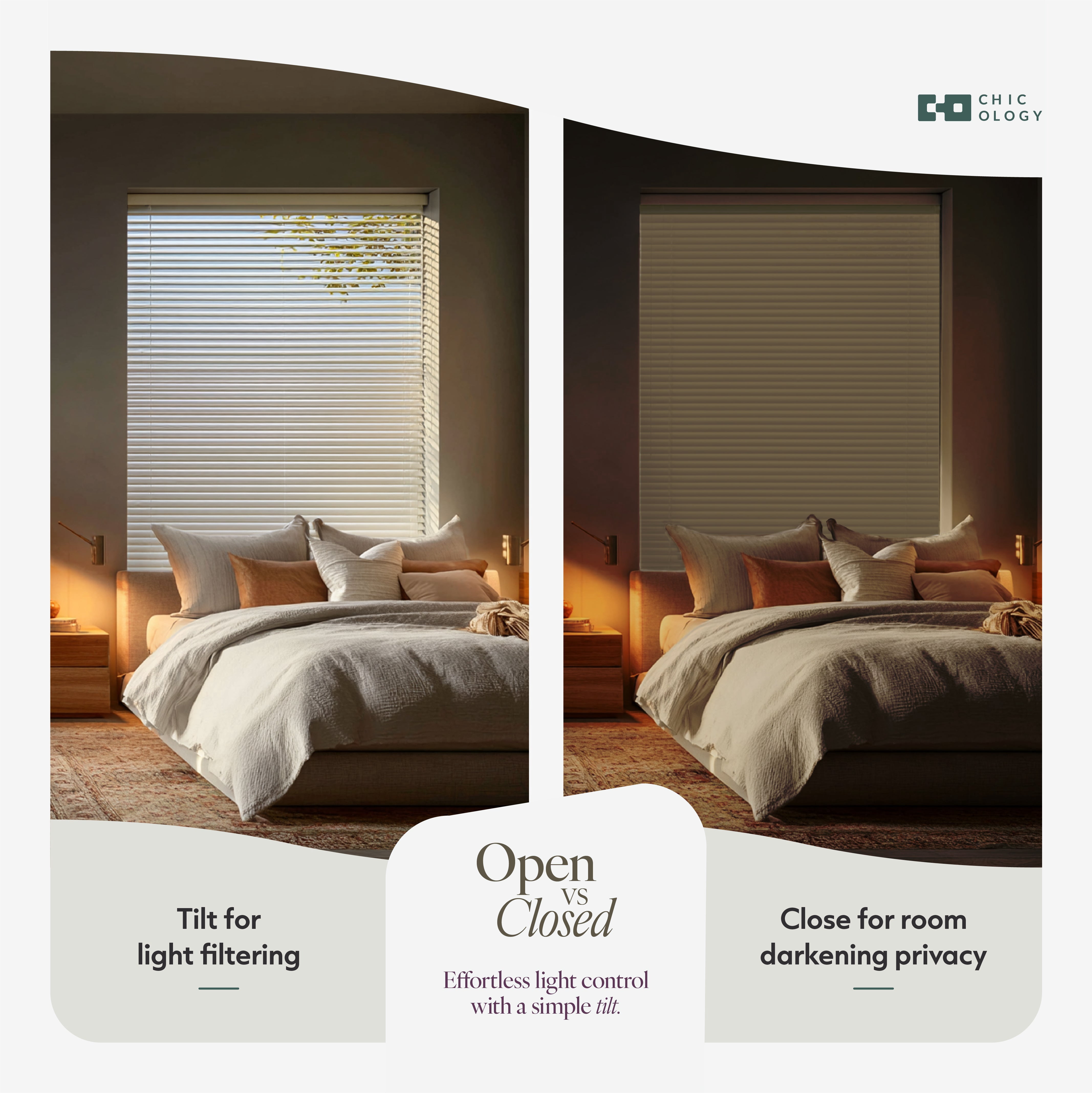Chicology 57"W x 48"H Alabaster Cordless Vinyl Mini Window Blinds 1" Slats