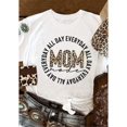 thumbnail image 2 of Women'S Casual Crew Neck T-Shirt with Leopard Print "MOM" Lettering, Polyester 100% Knit Fabric, Medium Stretch, Fashionable Short Sleeve Top for Spring/Summer/Fall - 180g/m², 2 of 6