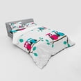 thumbnail image 3 of Ambesonne Cartoon Bedding Set 3 Pcs, Couples of Owls on Tree, Twin, Turquoise Blue Pink, 3 of 3