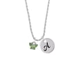 thumbnail image 2 of Delight Jewelry Silvertone Mini Butterfly with Green Wings & Crystals Silvertone Script Initial Disc - A - Charm Necklace, 20"+3", 2 of 4