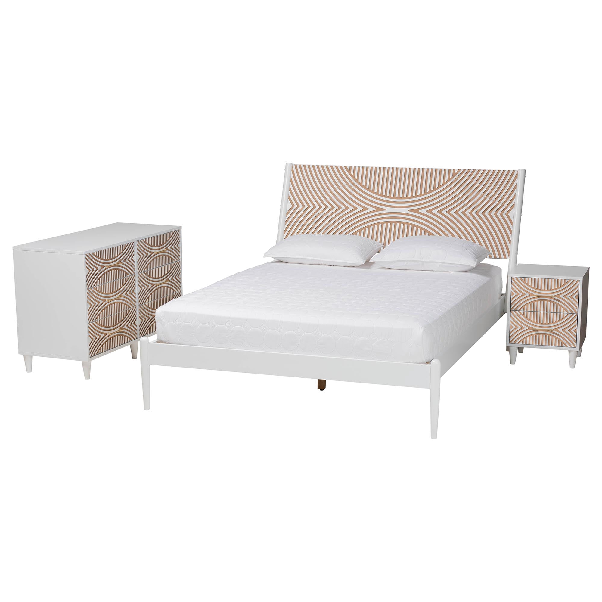 Baxton Studio Louetta Coastal Bedroom Set, King, White