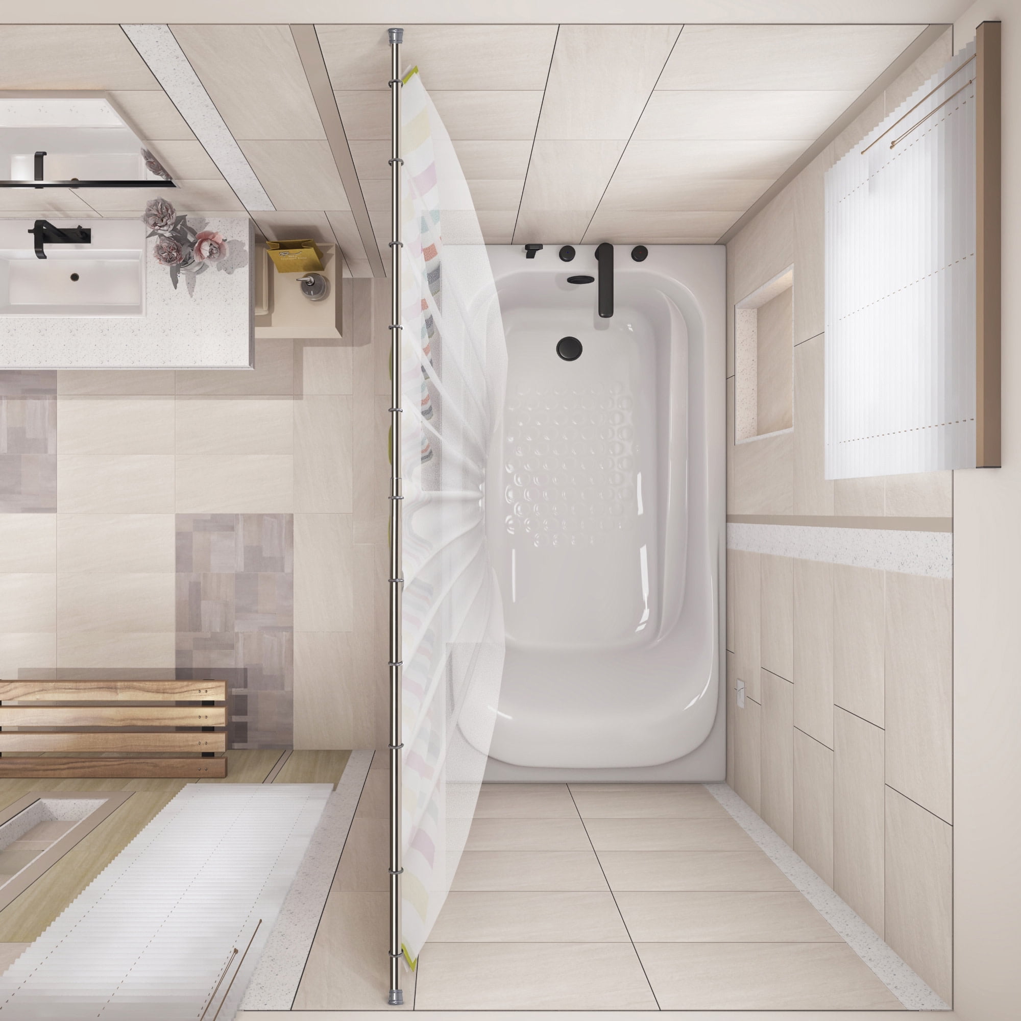 Design House Steel 42"-72" Expandable Tension Shower Curtain Rod