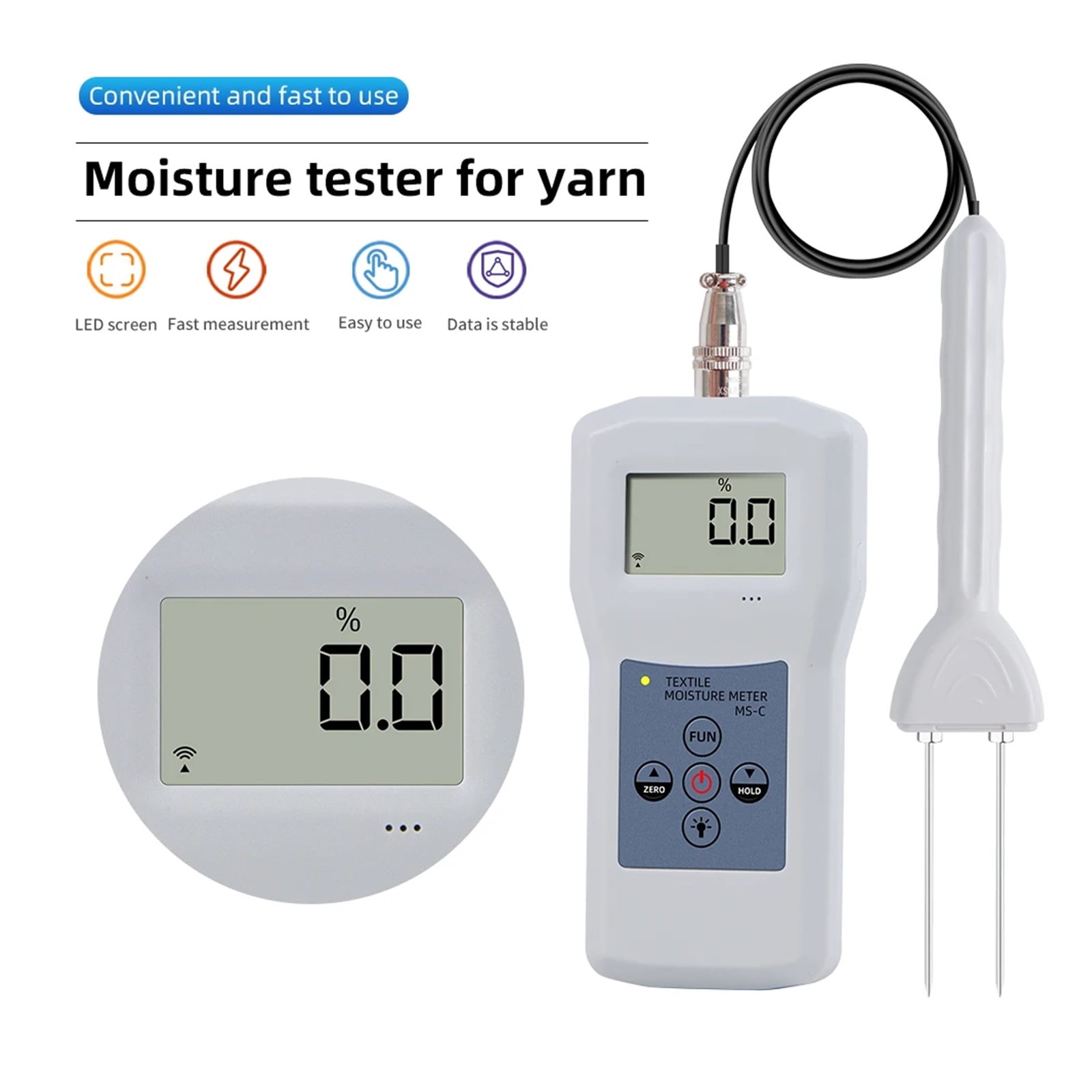 Digital Yarn Moisture Meter Wool Silk Woollen Textile Materials Humidity Tester LCD Display Professional Cotton Hygrometer