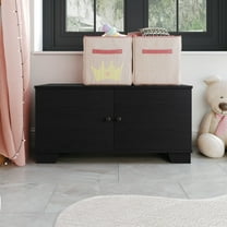 Home Design Smyrna Storage Cabinet Bench with Spacious Hidden Compartment, Sturdy Construction, Multi-Purpose Design for Entryway, Bedroom, or Living Room, Black