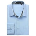 thumbnail image 5 of HISDERN Mens Casual Dress Shirts Long Sleeve Button Down Shirts Inner Contrast Wedding Shirt Blue, 5 of 7