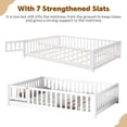 thumbnail image 5 of PAPROOS Full Montessor Floor Bed, Solid Wood Toddler Bed with Safety Guardrail and Door, Easy Assembly, Low-to-Floor Bed Frame with Slats for Kids, White, 5 of 9