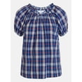 thumbnail image 6 of Time and Tru Women's Ruffle Neck Cotton Top with Short Puff Sleeves, Sizes XS-XXXL, 6 of 6