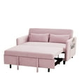 thumbnail image 3 of 54" Pull Out Sofa Bed with 2 Pillowsa, Modern Oversized 2 Seater Velvet Couch with Adjustable Backrest & Storage Bag, Accent Upholstered Sleeper Sofa for Bedroom, Living Room, Office, Pink, 3 of 8