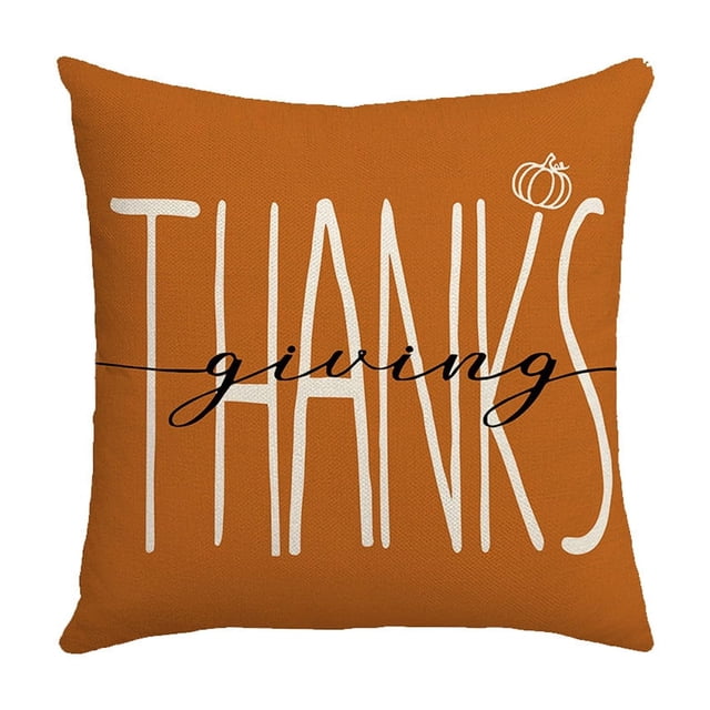 18x18 Inch Thanksgiving Pillow Cover Linen Throw Pillowcase with Invisible Zipper for Sofa Living Room Home Decor