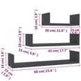 thumbnail image 4 of vidaXL Wall Display Shelf 3 pcs Grey Engineered Wood, 4 of 4