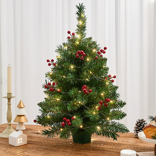 Luces De Rbol De Navidad, Rbol Pequeo, Mezcla De Pe, Bayas Rojas, Adorno De Escritorio, Rbol Artificial De 12 Pulgadas, Luces De Vidrio, Detalles De Bayas Rojas, Para Decoracin De, UKHBMC