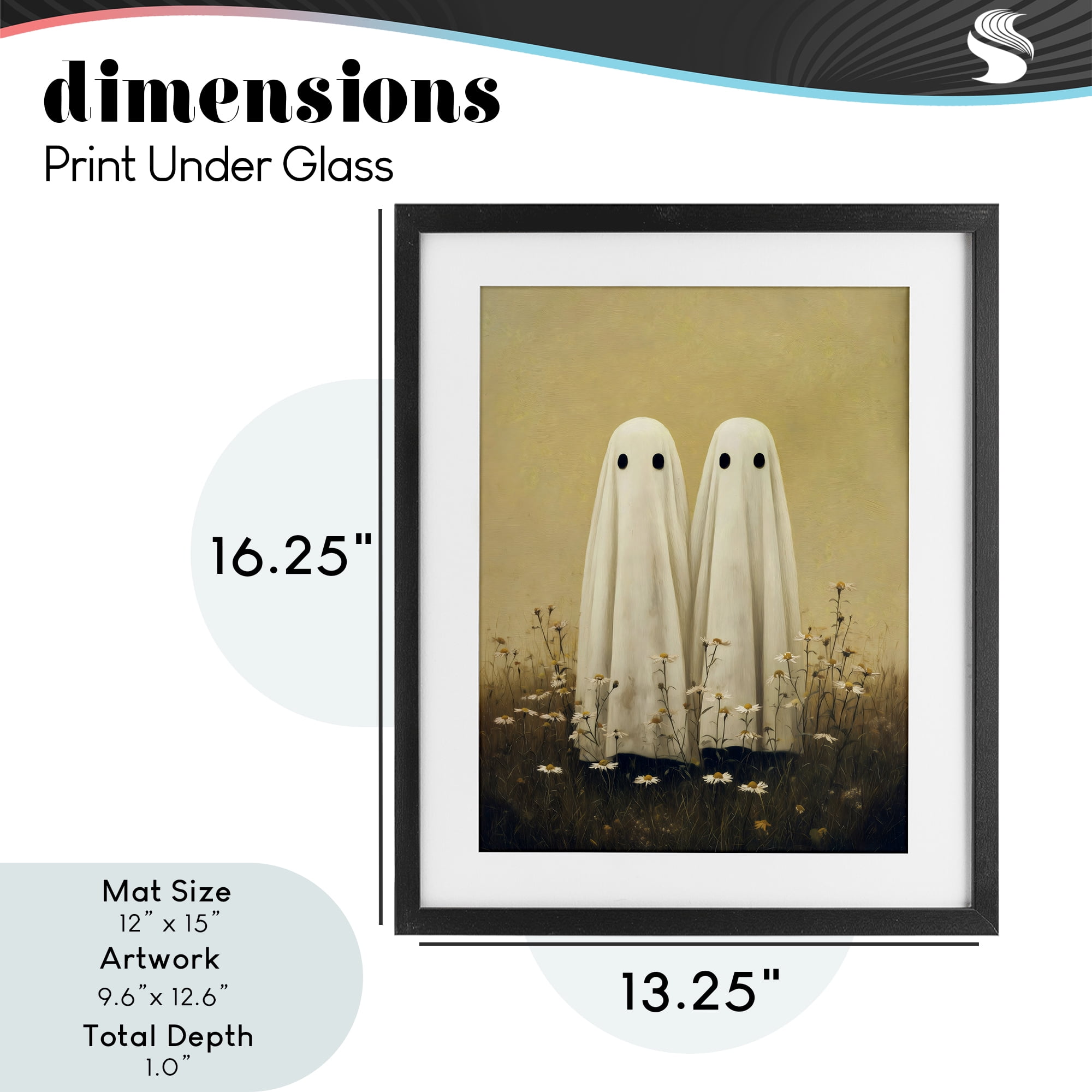 Daisy Ghost Couple Black Framed Print Under Glass, design by Arlington Prints