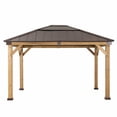 thumbnail image 3 of Sunjoy Aylin Outdoor Patio 11 ft. x 13 ft. Cedar Framed Gazebo with Brown Steel and Polycarbonate Hip Roof Hardtop, 3 of 13