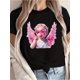 thumbnail image 1 of Women's 100% T-Shirt - Casual Crew Neck, Valentine's Day Pink Wings Cupid Angel Blowing Bubbles Print, Short Sleeve Top Tee Tee For Adult, Men, Women, Teen, Teenager, Adolescent, Youth, 1 of 6