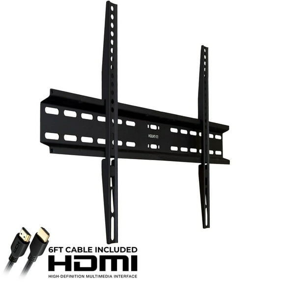 Mount-It! Fixed TV Wall Mount, 37" to 70" Screens,  Capacity 77 Lbs. , Low Profile, Heavy Duty, Lifetime Guarantee