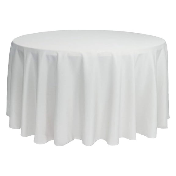 120 Inch Round Tablecloth - White Polyester Linen Table Cover for 5ft Round Tables - Seamless Event Tablecloths for Weddings, Parties, Banquets