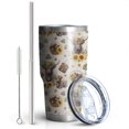 thumbnail image 2 of 30oz Beige Highland Cow Sunflower Basket Pattern Tumblers Stainless Steel Tumbler with Lid and Straw,Vacuum Insulated Double Wall Travel Tumbler Cups Mug with Cleaning Brush for Coffee,Tea, 2 of 7
