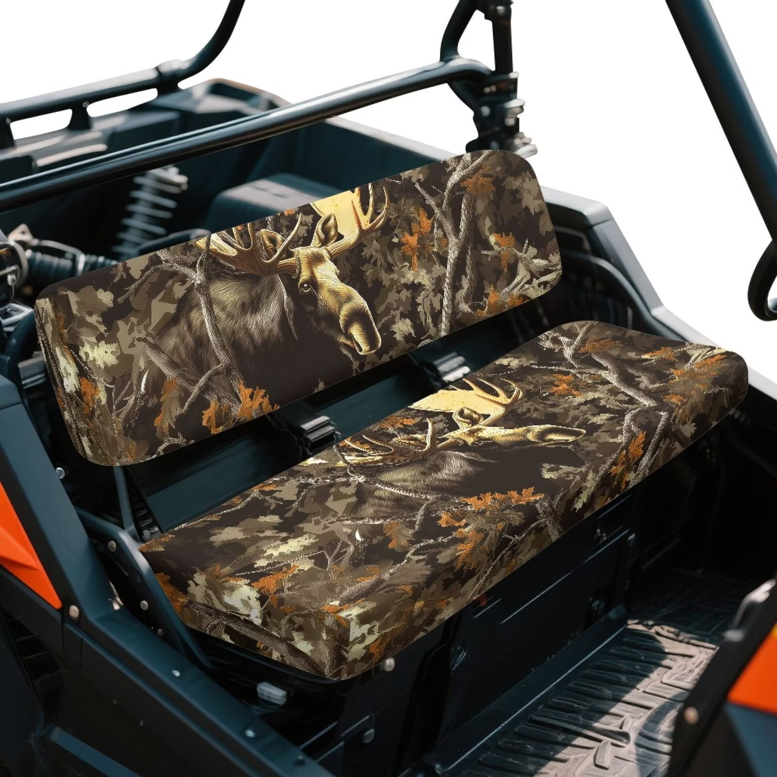 Uorisanigo UTV Seat Cover Dustproof Camo Hunting Deer Mule Seat Cushion Cover Outdoor UV Protection Breathable Elastic Polyester Fabric, Fit for Kawasaki Mule 3000 3010 3020
