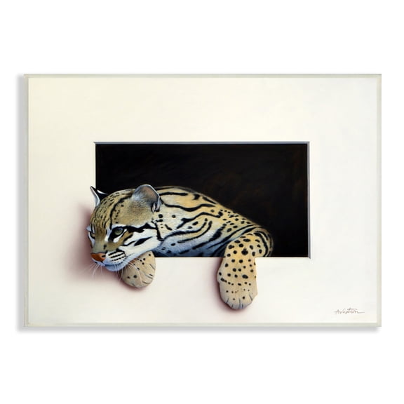 Stupell Industries Wildlife Ocelot Resting Paws Cutout Illusion Painting Unframed Art Print Wall Art, Design by Alan Weston