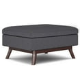 thumbnail image 1 of SIMPLIHOME Owen 34 inch Wide Mid Century Modern Rectangle Coffee Table Storage Ottoman in Slate Grey Linen Look Fabric, 1 of 2
