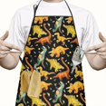 thumbnail image 2 of Black Toy Like Dinosaurs Pattern Apron-Garden Aprons for Women with Pockets-Cotton Linen Waterproof Kitchen Cooking Gardening Aprons Adjustable for Kitchen,Cooking,BBQ and Salon 33x27 Inch, 2 of 7