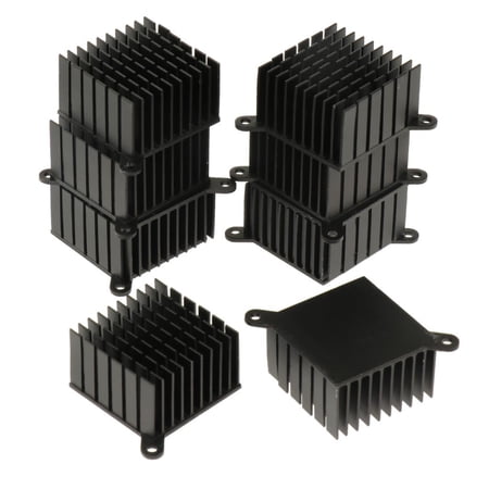 10pcs Square Power Aluminum Heat Sink Module Cooling for LED Electronic Heat Dissipation (38x38x23mm Black)