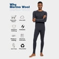 thumbnail image 2 of Woolcano Men’s 100% Merino Wool Base Layer Set Lightweight Thermal Underwear for Ski Winter Outdoor Sports, 2 of 6