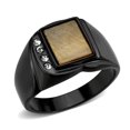 thumbnail image 1 of IP Black Stainless Steel Ring with Synthetic Stone, Topaz - Size 10, 1 of 1