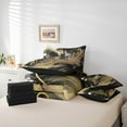 thumbnail image 6 of jejeloiu Aesthetic Geometric Art Bedding Comforter Set 7pcs,Geometric Lines Queen Bedding Sets,Gold Black Brown Queen Sheet Sets,Lightweight Room Decor Reversible, 6 of 8