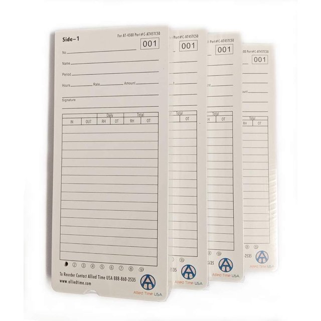 Time Cards Allied Time USA AT-4500, 4 paquetes de 50