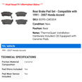 thumbnail image 2 of Rear Brake Pad Set - Compatible with 1991 - 2007 Honda Accord 1992 1993 1994 1995 1996 1997 1998 1999 2000 2001 2002 2003 2004 2005 2006, 2 of 2