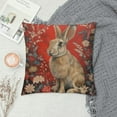 thumbnail image 2 of Nawypu Decorative Pillow Covers Rabbit with Flowers in A Red Background Satin Modern Cushion Case Vintage Farmhouse Bunny Throw Pillows Covers Cushion Case for Sofa Couch Hidden Zipper, 2 of 5