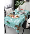 thumbnail image 6 of Christmas Blue Table Cloth, Waterproof Tablecloth for Rectangle Tables, Xmas Cute Elk Winter Leaves Cartoon Snowflake Reusable Washable Fabric Table Cover for Restaurant Kitchen Dining 54"x108", 6 of 9